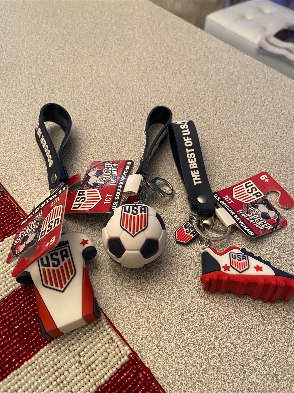 USA Soccer Keychain Set – Red, White & Blue
